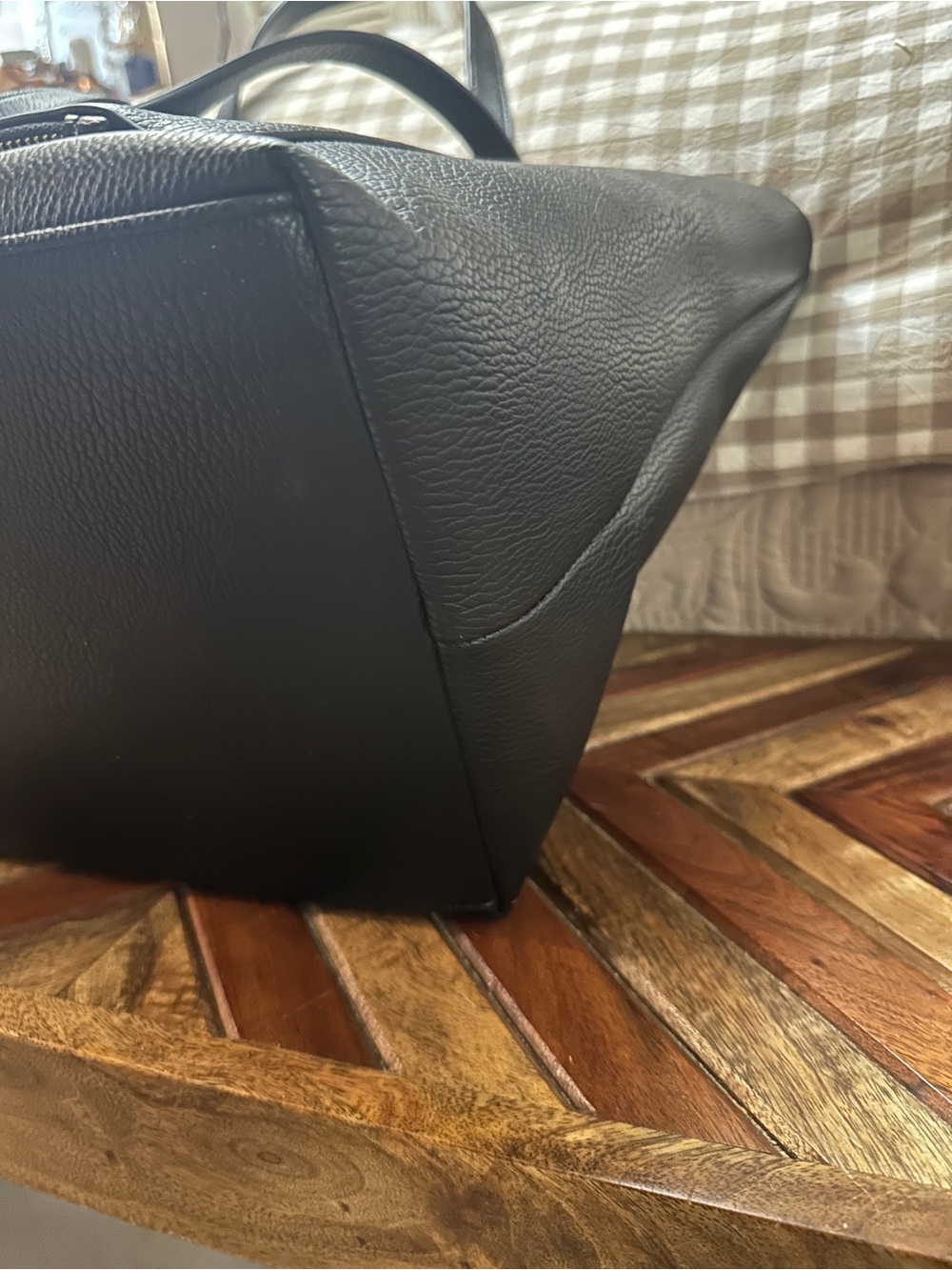 Poppy & Peonies Black Pebbled Tote - Picture 4 of 7